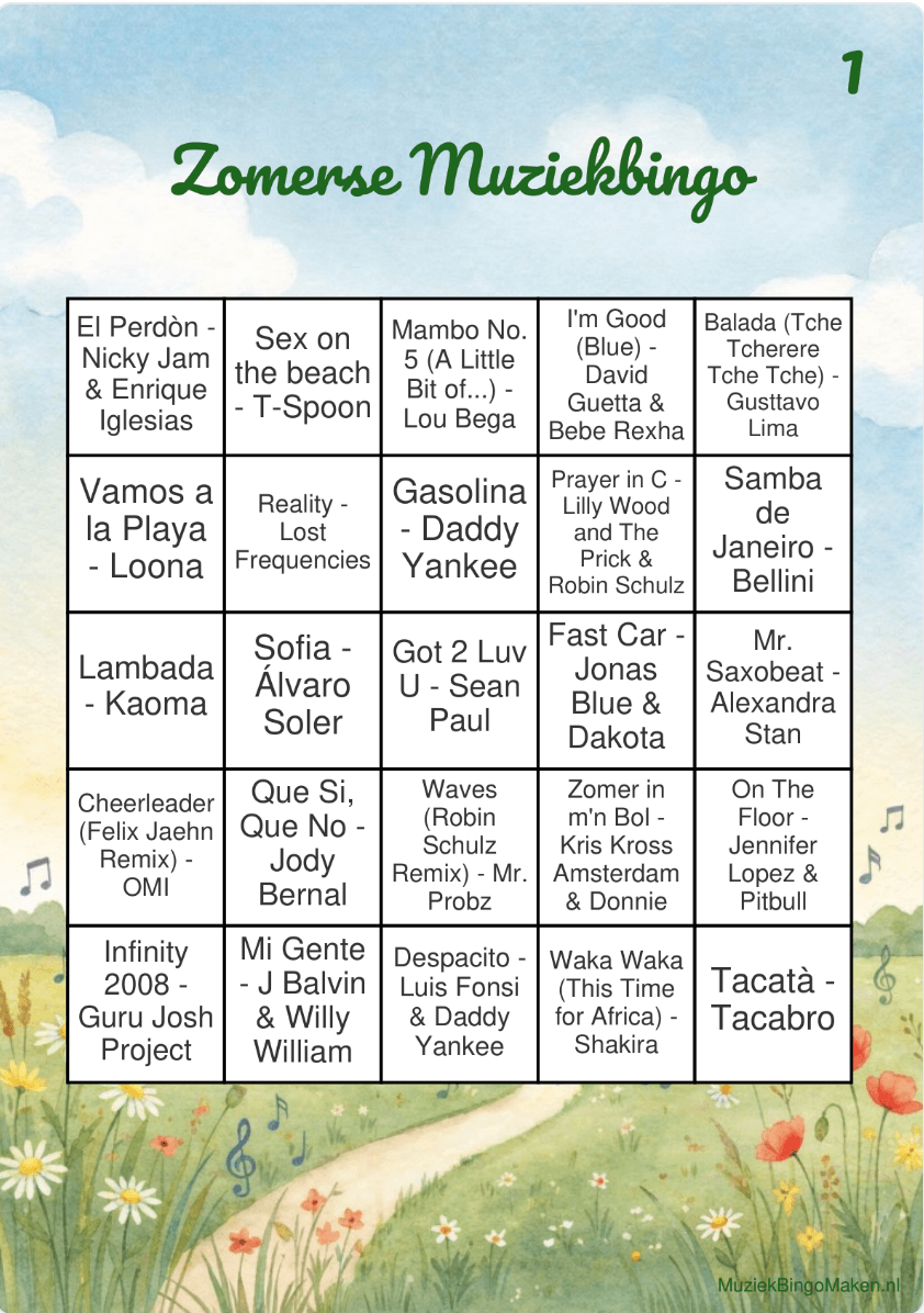 Music Bingo Été